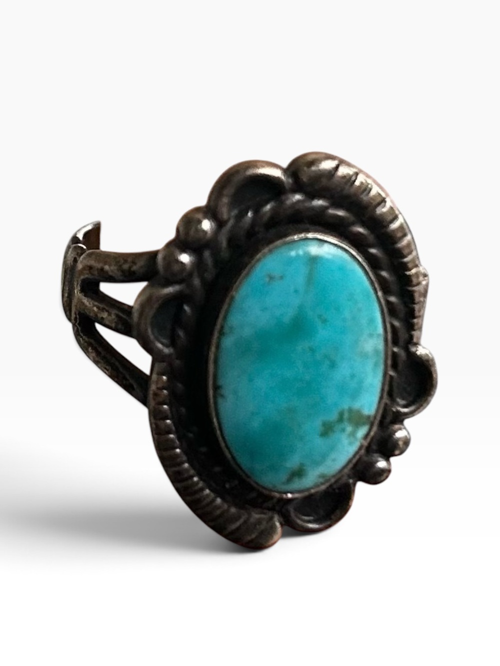 Navajo sterling Silver Turquoise Solitaire Ring Size 6